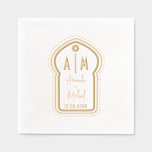 インディアンホイルは、モノグラムとナプキンを押した。 箔ナプキン (正面)