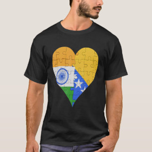 インディアンボスニア国旗のハート Tシャツ