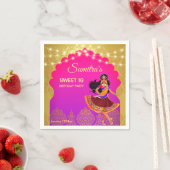 インディアンボリウッドの女の子の誕生日パーティーテンプレート スタンダードカクテルナプキン (インサイチュ)