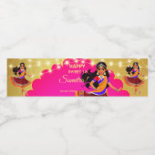 インディアンボリウッドの女の子の誕生日パーティーテンプレート ペットボトルラベル (シングルラベル)