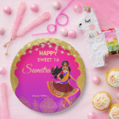 インディアンボリウッドの女の子の誕生日パーティーテンプレート ペーパープレート (パーティー)