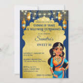 インディアンボリウッドの女の子の誕生日パーティーテンプレート 招待状 (正面)