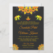 インディアンボリウッドスタイルヒンドゥー結婚式招待状 招待状 (正面)