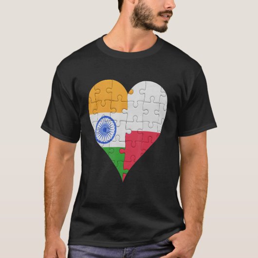 インディアンポーランド国旗のハート Tシャツ (正面)
