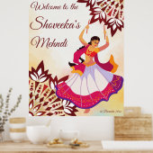 インディアンマンダラデザインメンディsangeetウェルカムサイン ポスター (キッチン)