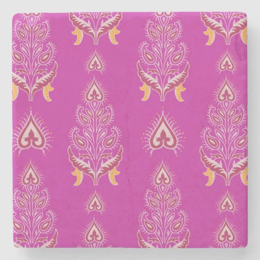 インディアンマンダラピンクピローデコール ストーンコースター (正面)