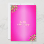 インディアンマンダラホットピンク金ゴールドブライダルシャワー 招待状 (裏面)