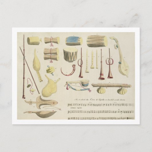 インディアンミュージカル楽器、プレート23 「織田」より ポストカード (正面)