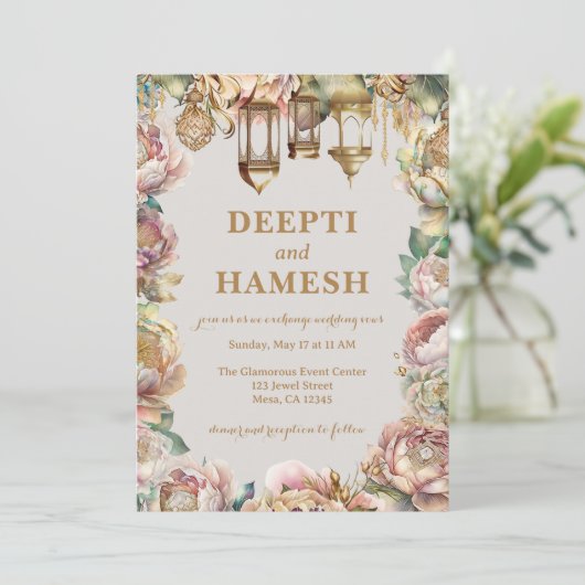 インディアンメンディアラビアンナイツパステルフローラ 招待状 (スタンド正面)