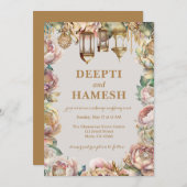 インディアンメンディアラビアンナイツパステルフローラ 招待状 (正面/裏面)