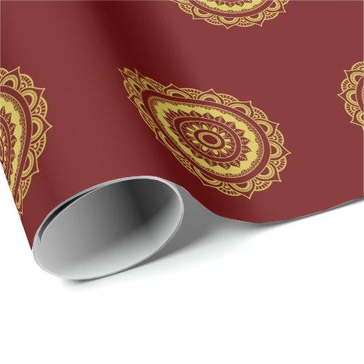インディアンメンディ伝統的デザインラッピング紙 ラッピングペーパー (ロールコーナー)