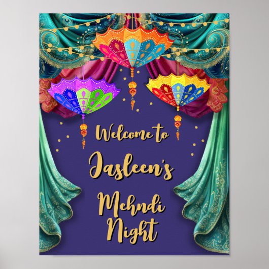 インディアンメンディ・ヒンドゥー歓迎サイン ポスター (正面)