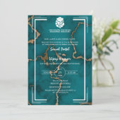 インディアンモダンヒンズー結婚ズガネシャマーブル 招待状 (スタンド正面)