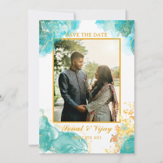 インディアンモダンヒンドゥー結婚ズのガネシャのロゴ 招待状 (裏面)