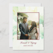 インディアンモダンヒンドゥー結婚ズガネシャフローラ大理石 招待状 (裏面)