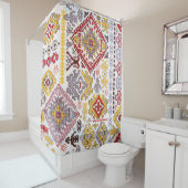 インディアンラグペイズリーオーナメントパターン。マンダル民族 シャワーカーテン (インサイチュ)