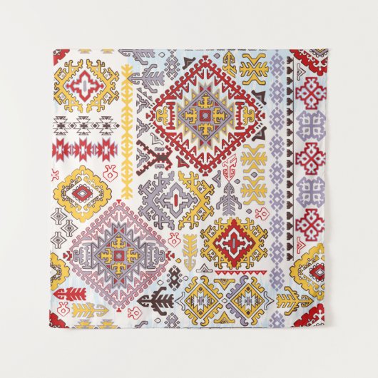 インディアンラグペイズリーオーナメントパターン。マンダル民族 タペストリー (正面)