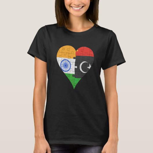 インディアンリビア国旗のハート Tシャツ (正面)