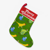 インディアンリングネックオウム群れグリーンイエローペットバード スモールクリスマスストッキング (正面 (吊り時))