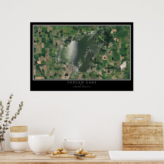 インディアンレイクオハイオ衛星ポスターマップ ポスター (キッチン)