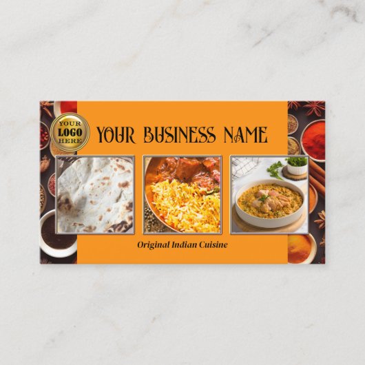 インディアンレストランQRコードフォトソーシャルメディア 名刺 (正面)