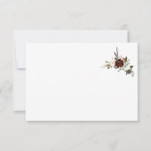 インディアンレッドアイボリーフォレストグリーンフローラ結婚ズ サンキューカード (裏面)