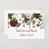 インディアンレッドアイボリーフォレストグリーンフローラ結婚ズ サンキューカード (正面/裏面)