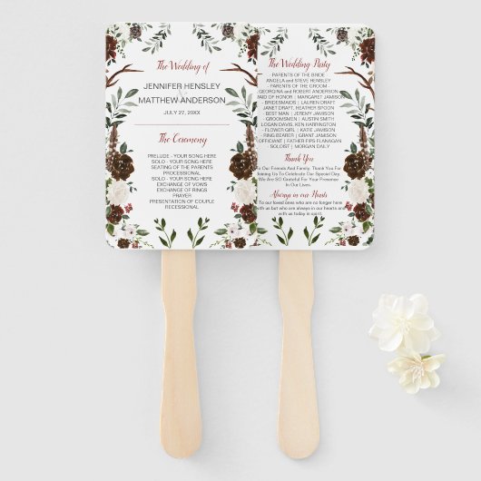 インディアンレッドフォレストグリーンボー素朴〔雄ジカの〕枝角 ハンドファン (正面&裏面)