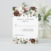 インディアンレッド、アイボリー、フォレストグリーンフローラ垂直 出欠カード (スタンド正面)