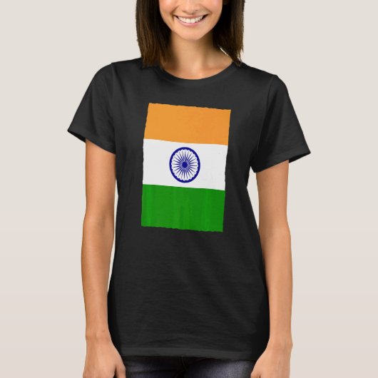 インディアンレトロヴィンテージ国旗インド Tシャツ (正面)