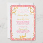 インディアンロココフローラピンク金ゴールド結婚式招待状 招待状 (正面)