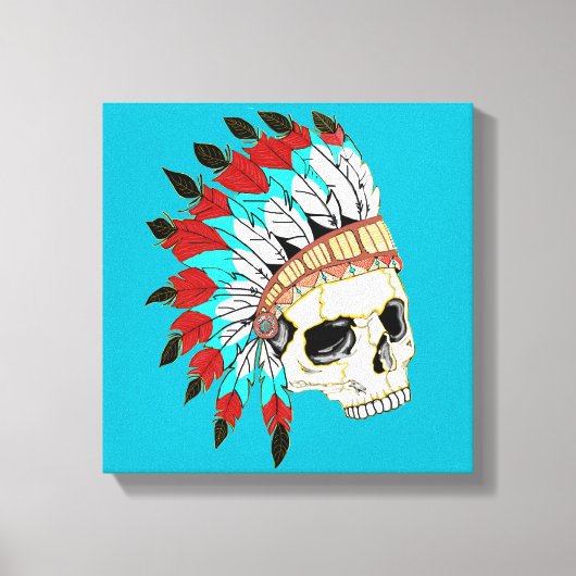 インディアン主任スカル キャンバスプリント (正面)