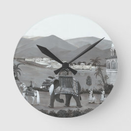 インディアン伝統アートプリント ラウンド壁時計