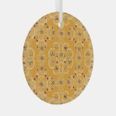 インディアン伝統的ダマスク、シームレスなパターン。 ガラスオーナメント (正面右)