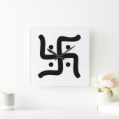 インディアン伝統的ヒンドゥー教スワスティカのシンボル宗教 スクエア壁時計 (ホーム)