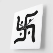 インディアン伝統的ヒンドゥー教スワスティカのシンボル宗教 スクエア壁時計 (傾斜)