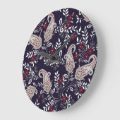 インディアン伝統的ペイズリー、シームレスなパターン。 ラージ壁時計 (傾斜)