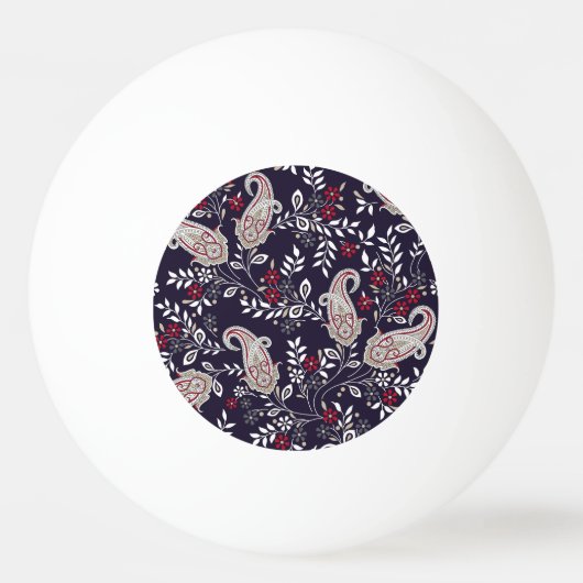 インディアン伝統的ペイズリー、シームレスなパターン。 卓球ボール (正面)