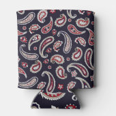 インディアン伝統的ペイズリー、ネイビーパターン。 缶クーラー (裏面)