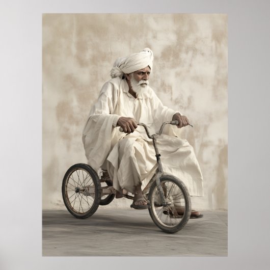 インディアン伝統的装身乗用ヴィンテージ三輪車 ポスター (正面)
