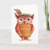 インディアン先住民アメリカンサンクスギビングフクロルピルグリム シーズンカード (正面)