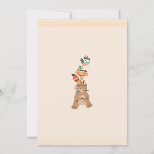 インディアン先住民アメリカンポウワウ誕生日招待状 招待状 (裏面)