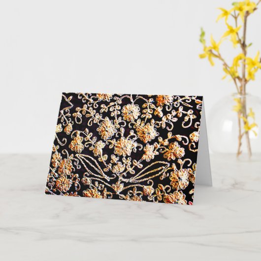 インディアン刺繍 カード (黄色い花)