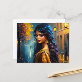 インディアン動機、デジタルモダン、色彩豊かな ポストカード