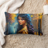 インディアン動機、デジタルモダン、色彩豊かな ランバークッション (ブランケット)