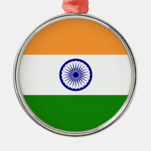 インディアン国旗(インド)(南アジア国)(バラト) メタルオーナメント
