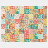 インディアン夏のイカットパッチ フリースブランケット (正面(横))