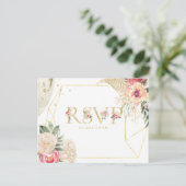 インディアン夏のフローラ結婚式RSVP付き/食事 インビテーションポストカード (スタンド正面)