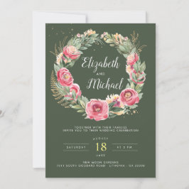 インディアン夏 |水彩ピンクの牡丹結婚の 招待状