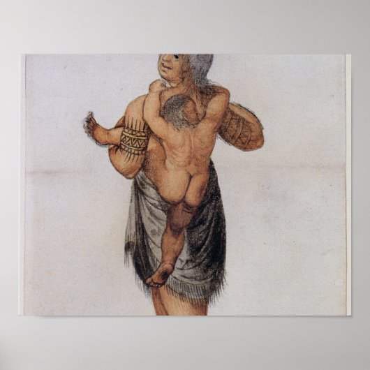 インディアン女性とポメイオックベビー ポスター (正面)